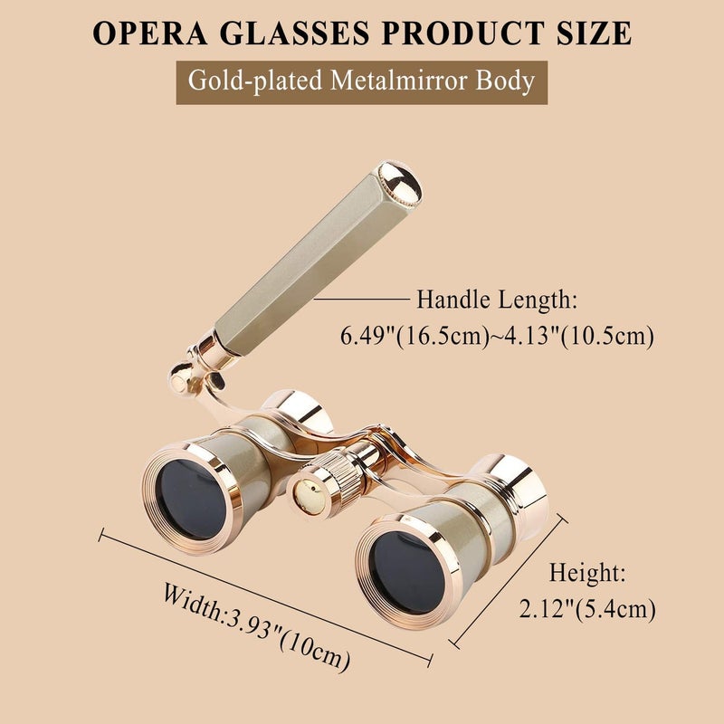Aroncent Opera Glasses Binoculars 3X25 Theater Glasses Mini Binocular Compact with Handle for Adults Kids Women in Opera Musical Concert - Image 3